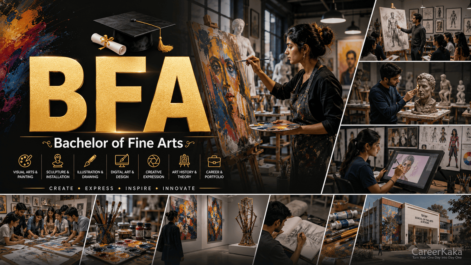 Bachelor of Fine Arts degree course India painting sculpture